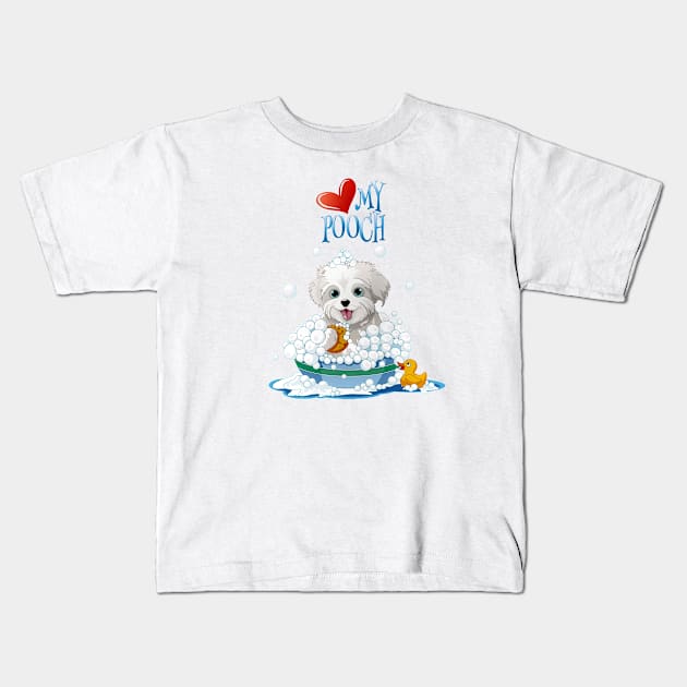 Love My Pooch Kids T-Shirt by angelwhispers